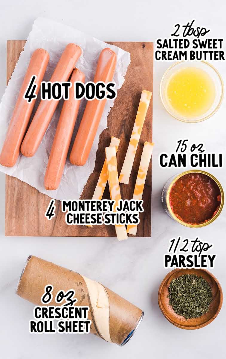 Baked Chili Dogs raw ingredients that are labeled
