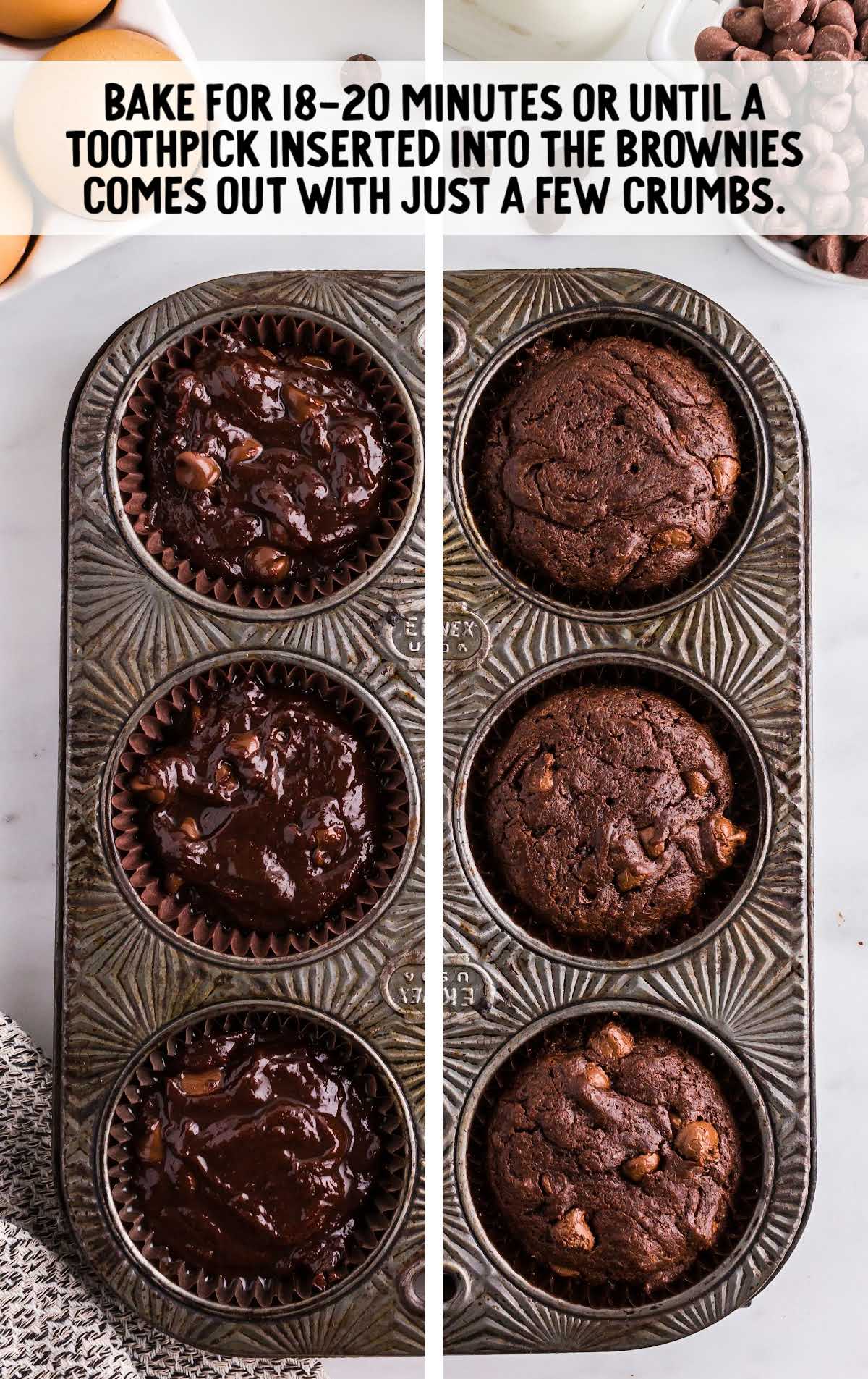 Brownie Cupcakes baked for 18-20 minutes