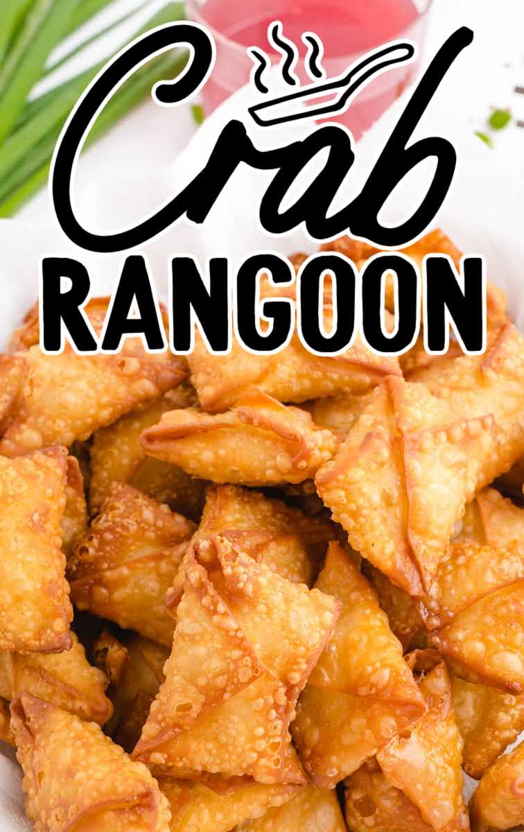 close up overhead shot of a plate of Crab Rangoon