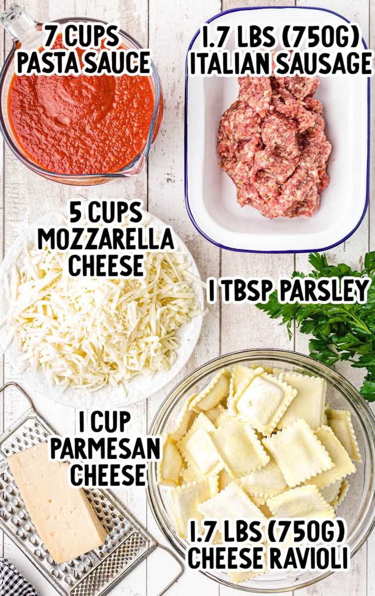 Crockpot Lasagna raw ingredients that are labeled