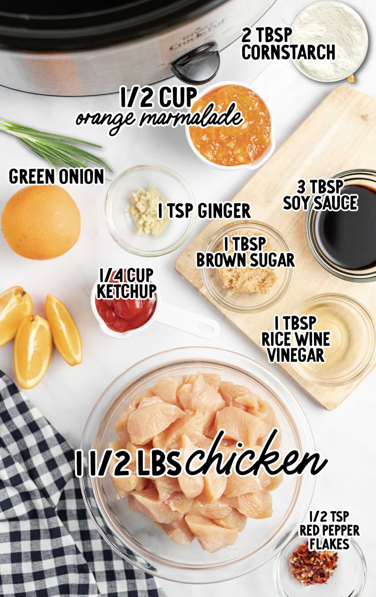 Crockpot Orange Chicken raw ingredients that are labeled