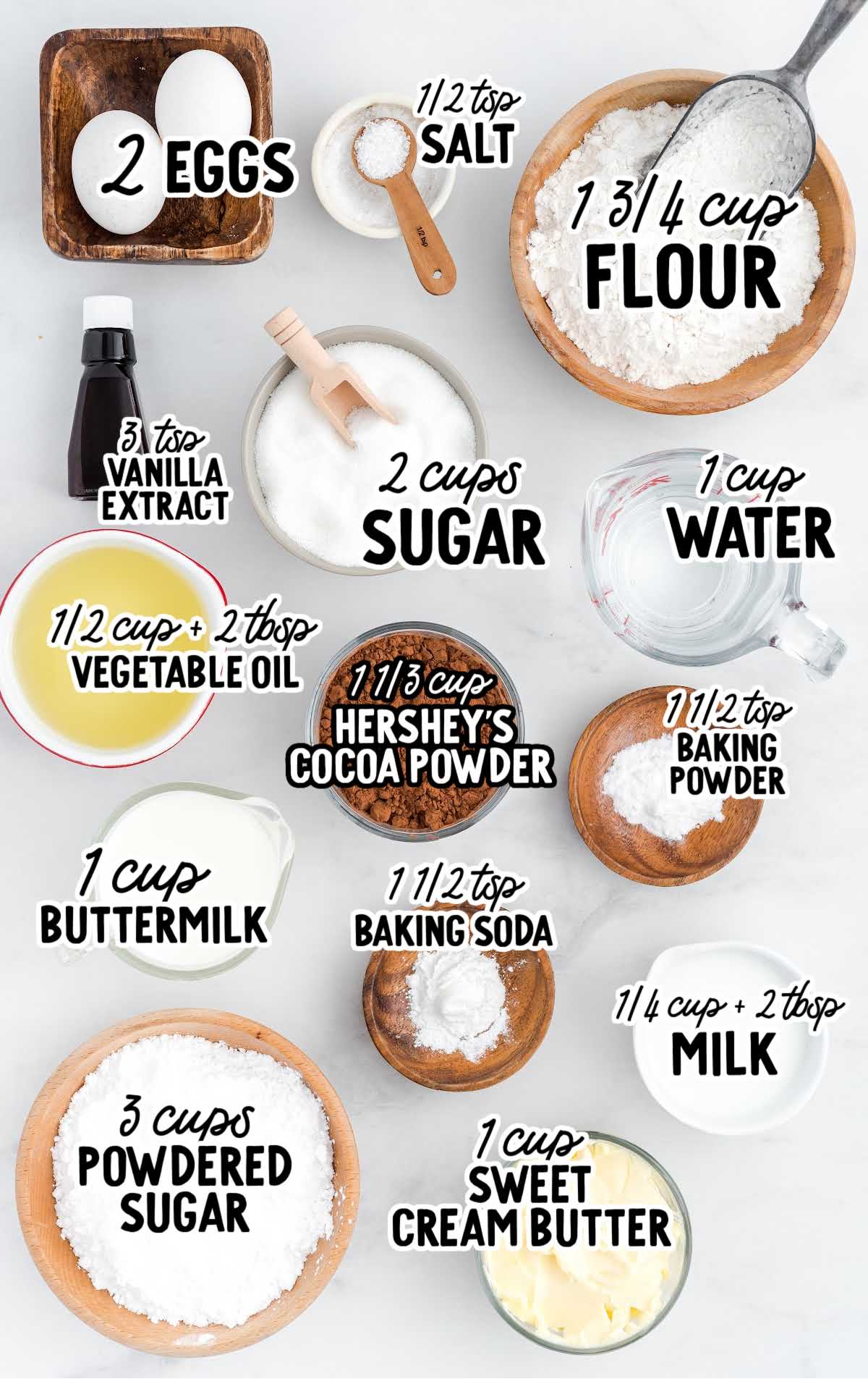 Hershey's Chocolate Cake raw ingredients that are labeled