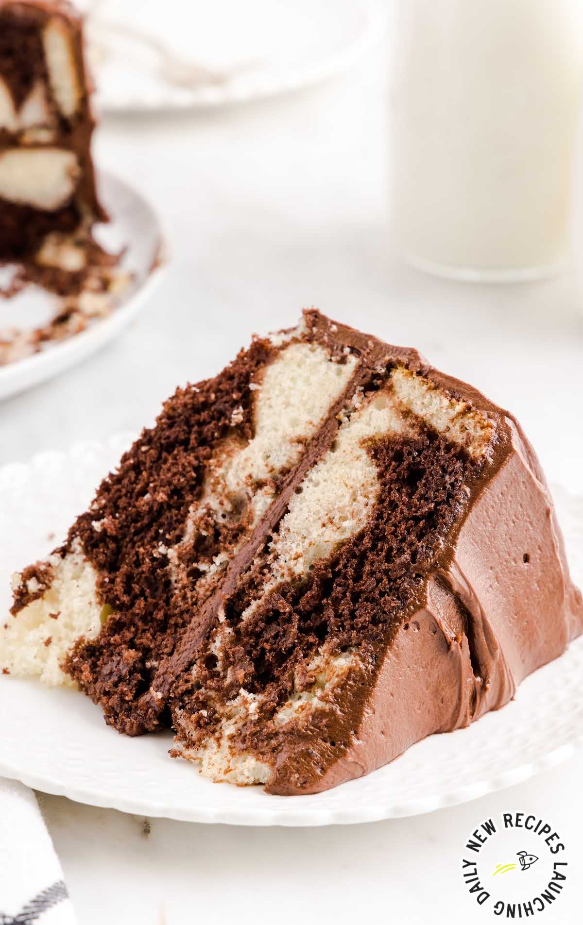 a slice of Marble Cake on a plate
