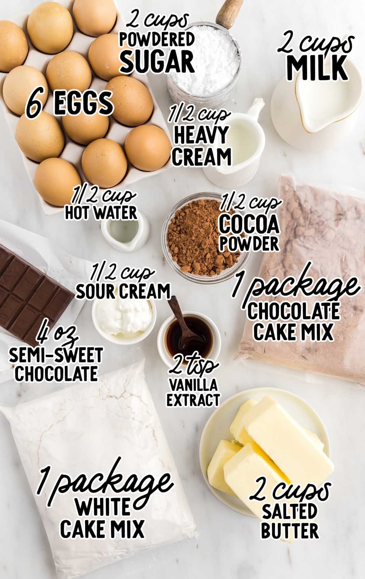 Marble Cake raw ingredients that are labeled