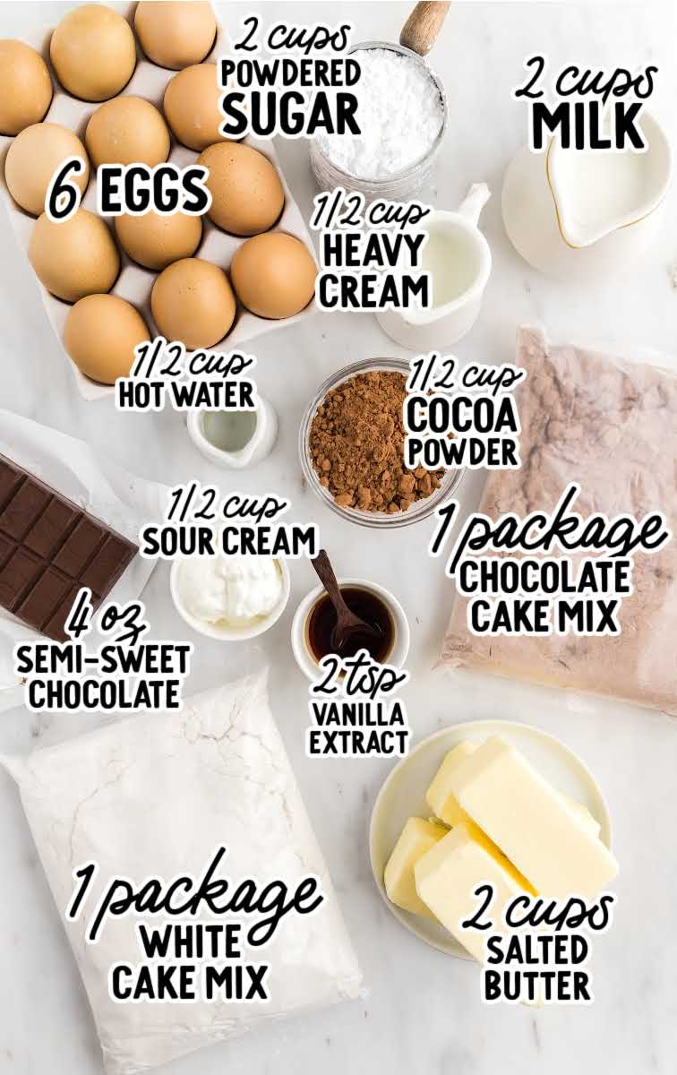 Marble Cake raw ingredients that are labeled