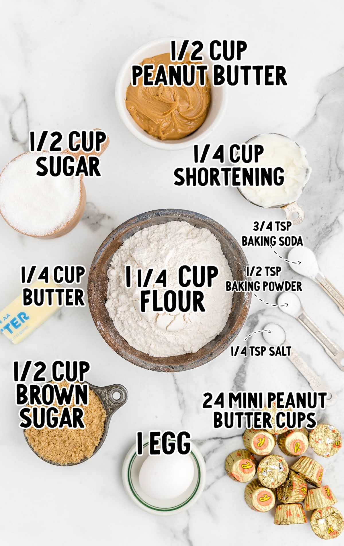 Peanut Butter Cookie Cups raw ingredients that are labeled