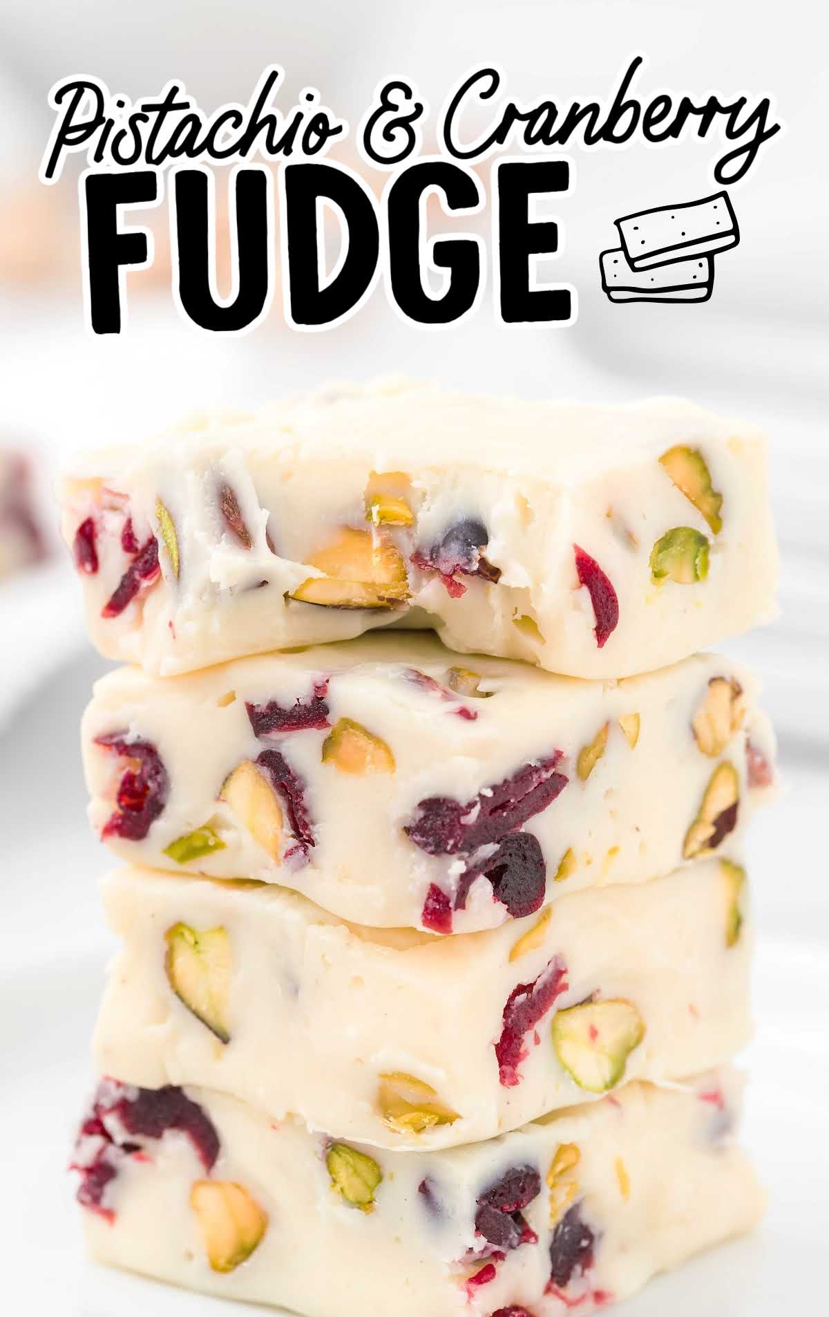 Pistachio and Cranberry Fudge stacked on top of each other