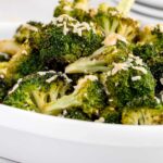 close up shot of a bowl of Roasted Broccoli