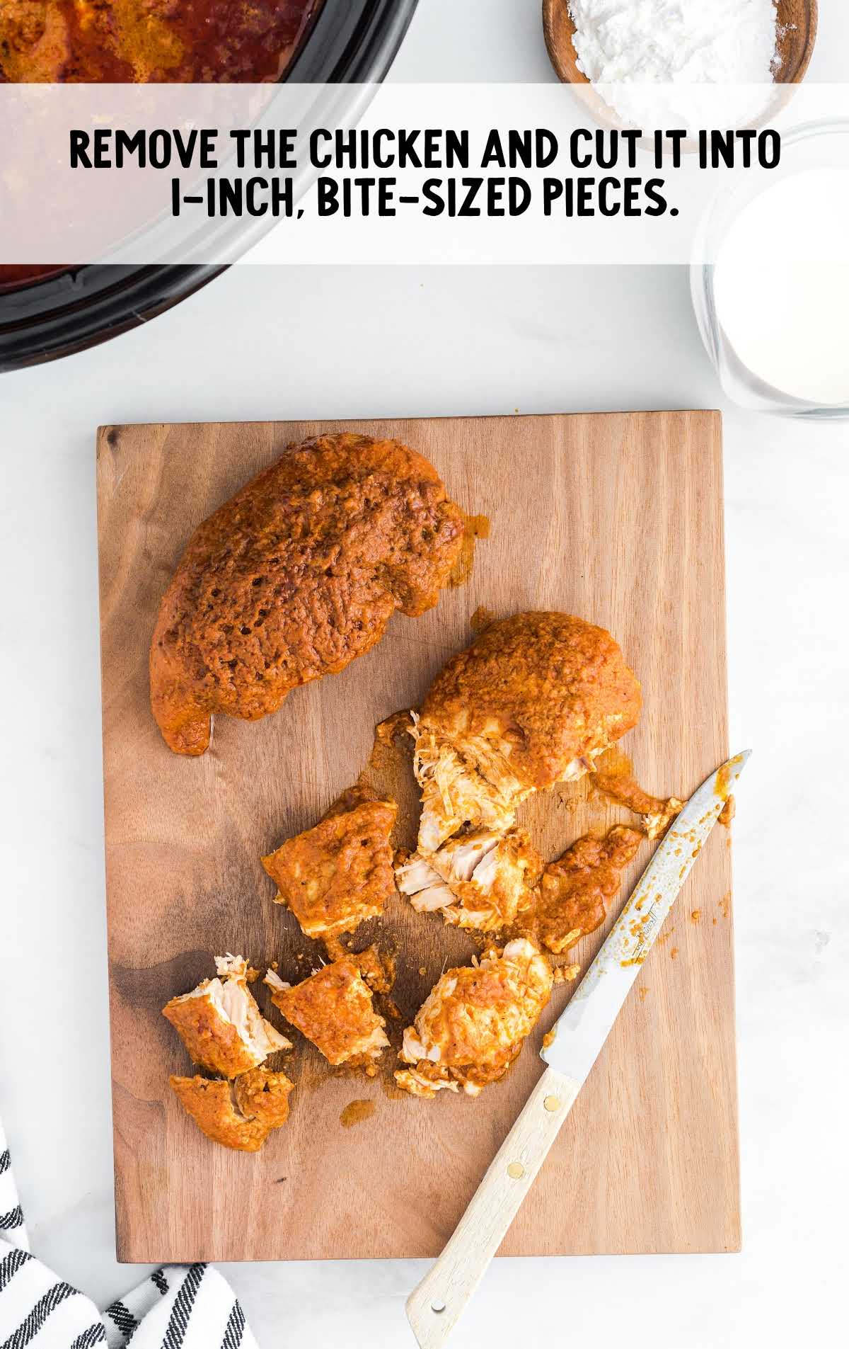 chicken cut up into bite size pieces