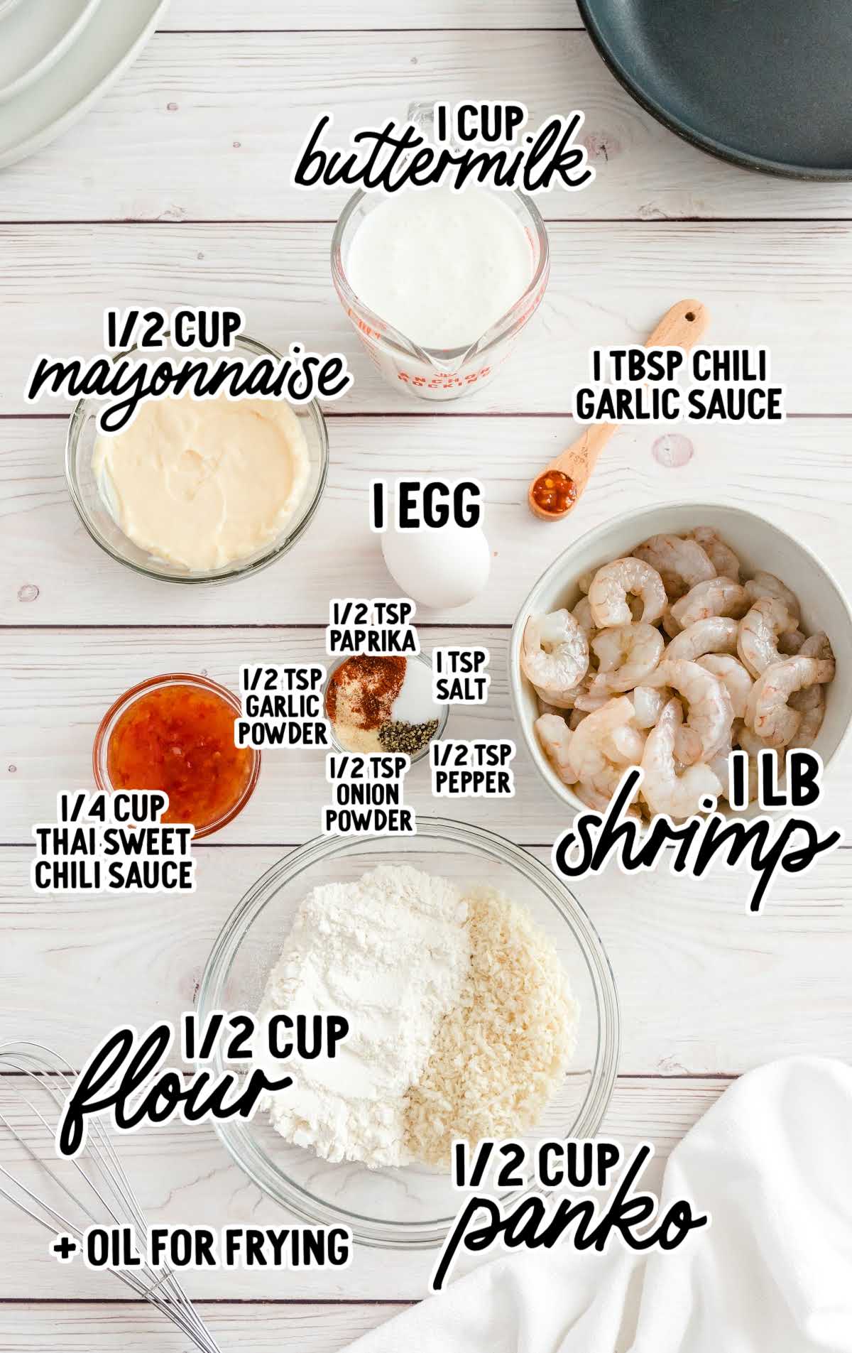 Bang Bang Shrimp raw ingredients that are labeled