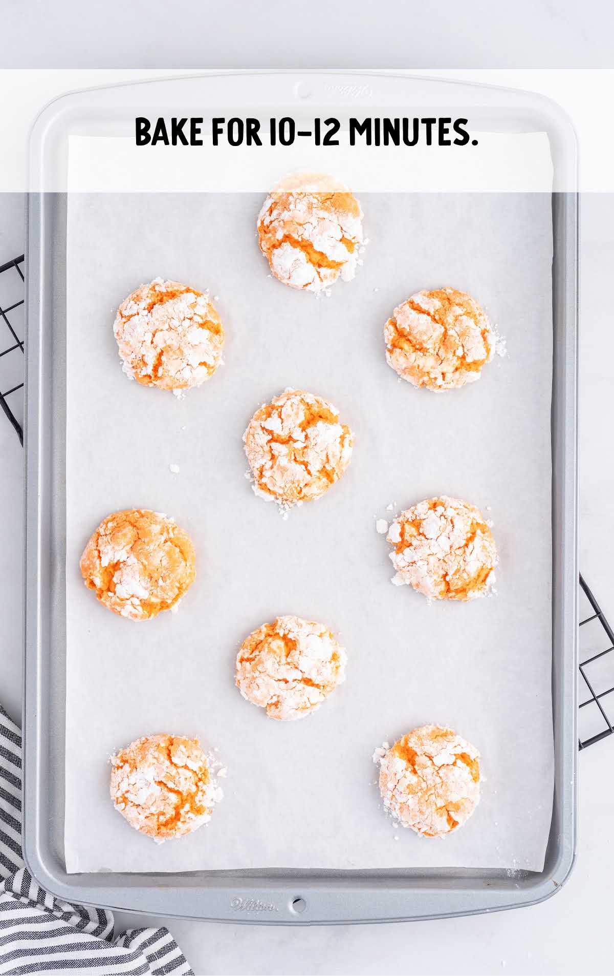 Creamsicle Cookies process shot after cookies are baked on a baking sheet