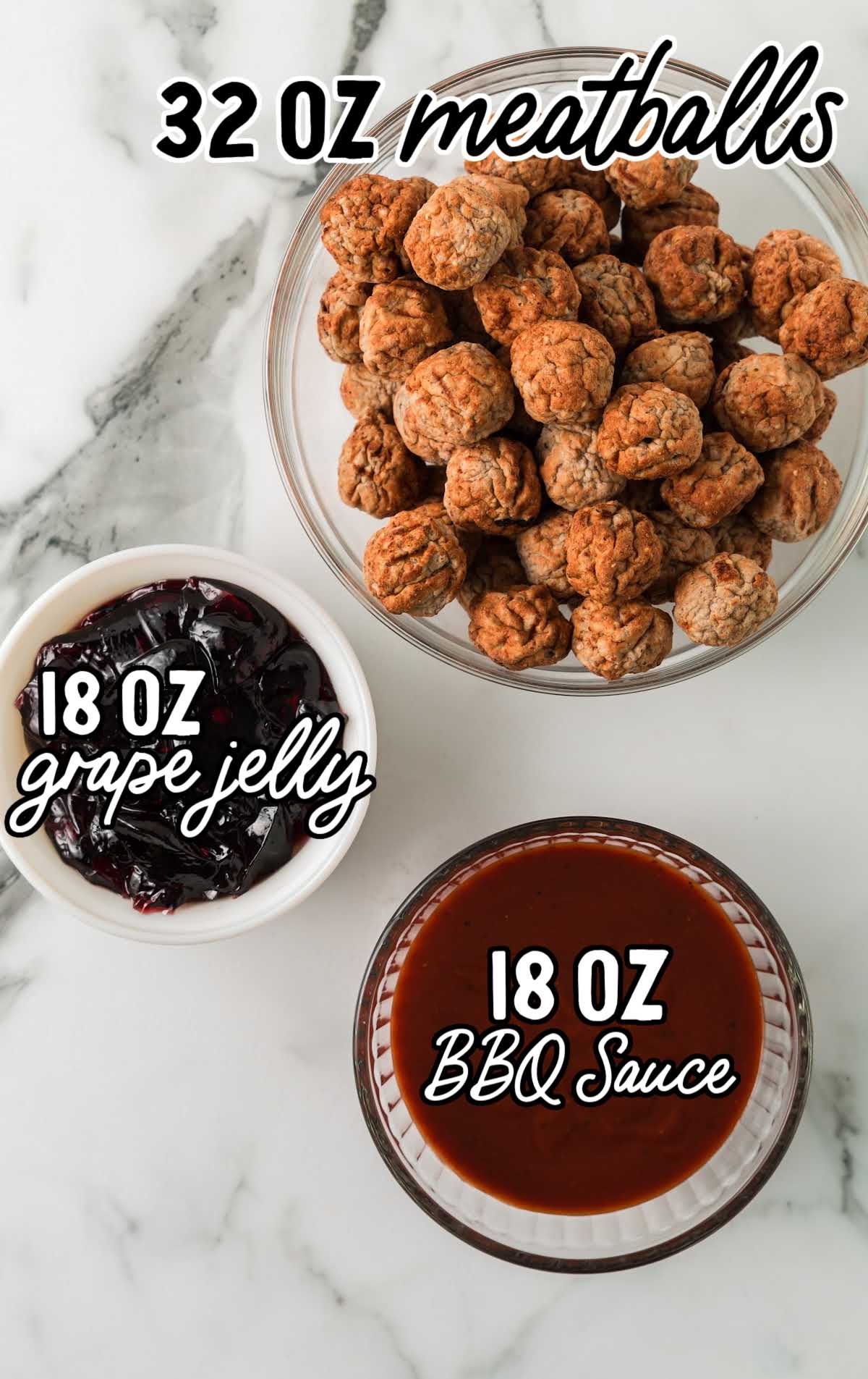 Grape Jelly Meatballs raw ingredients that are labeled