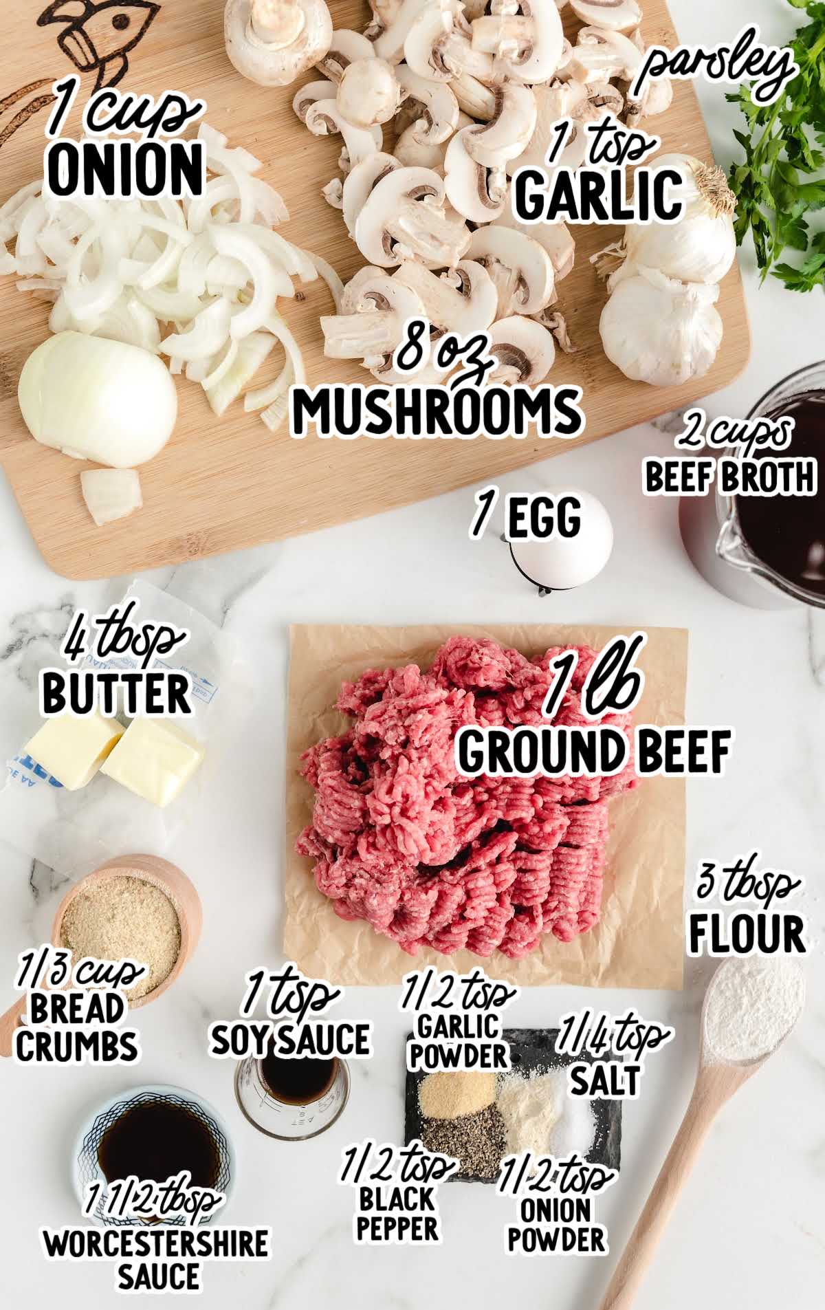 Hamburger Steak raw ingredients that are labeled