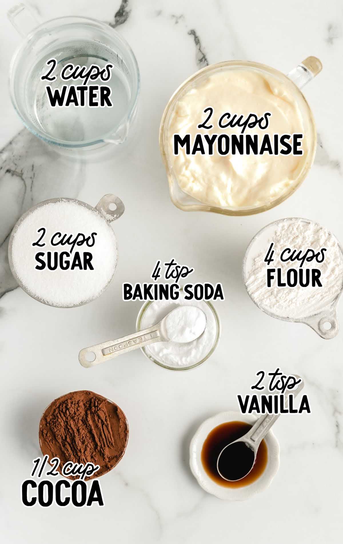 Mayo Cake raw ingredients that are labeled