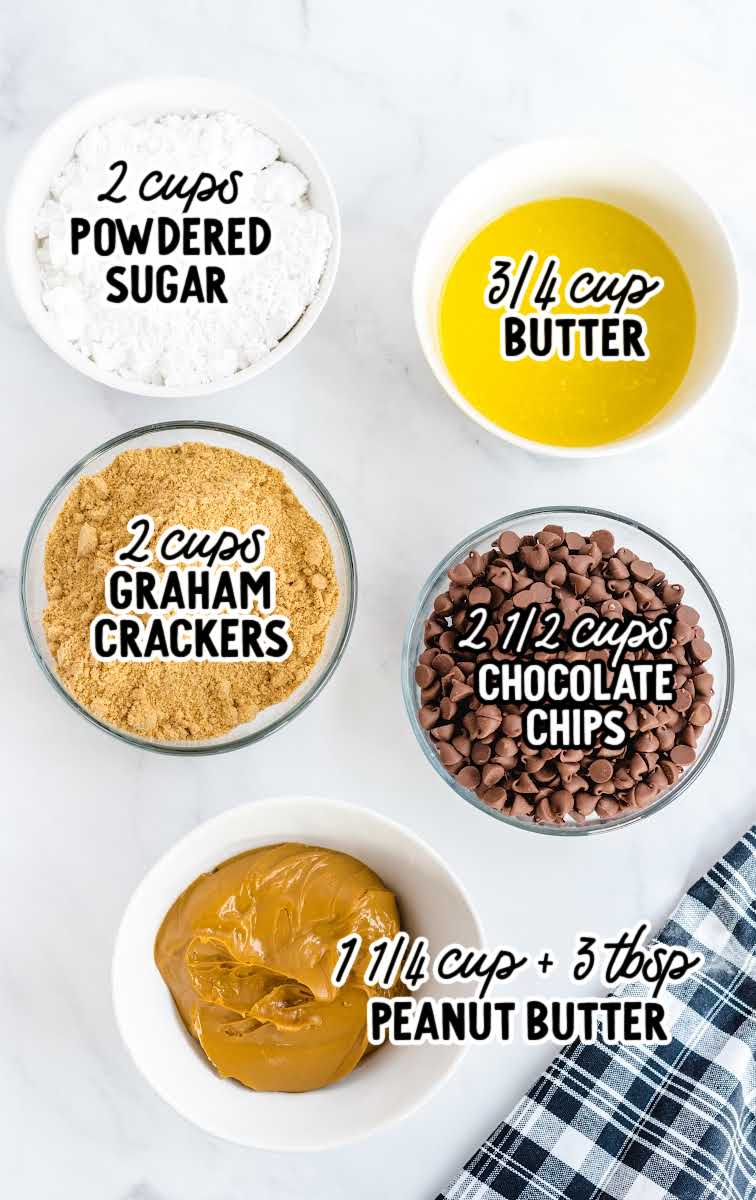 No-Bake Peanut Butter Bars raw ingredients that are labeled