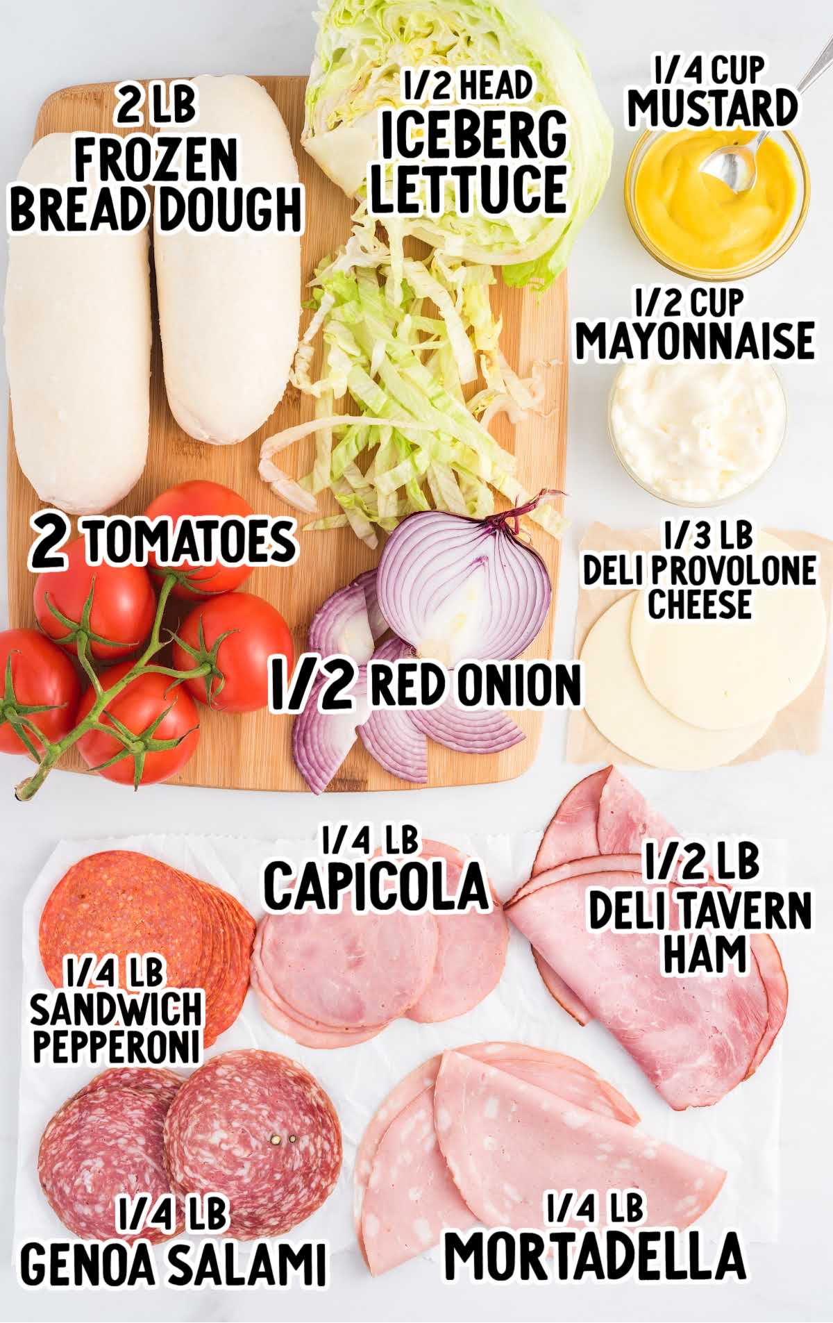 Party Sub raw ingredients that are labeled