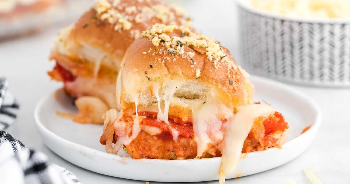 close up shot of Pizza Sliders on a plate