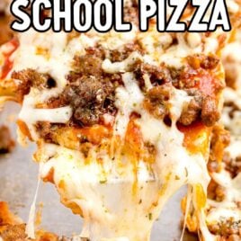 close up shot of Rectangle School Pizza