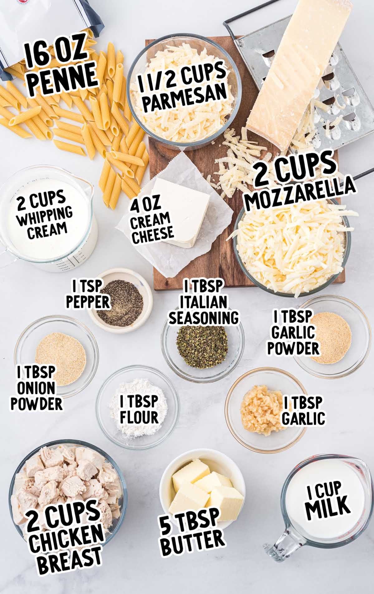chicken alfredo bake raw ingredients that are labeled