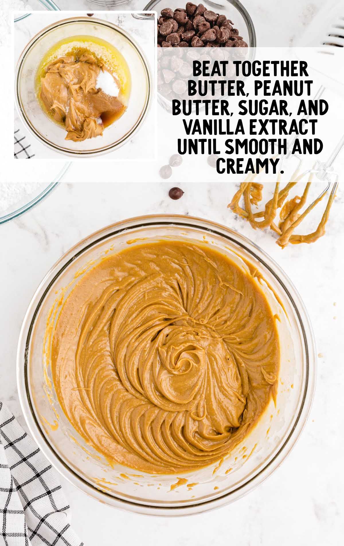 chocolate covered peanut butter hearts process shot of ingredients blended together in a bowl