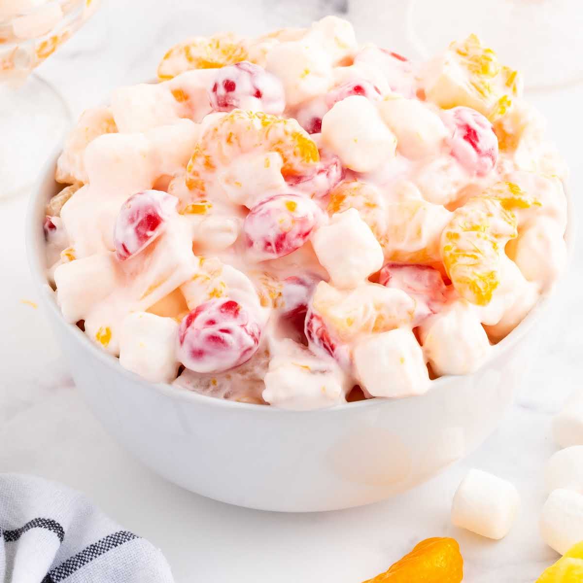 close up shot of a bowl of fruit salad