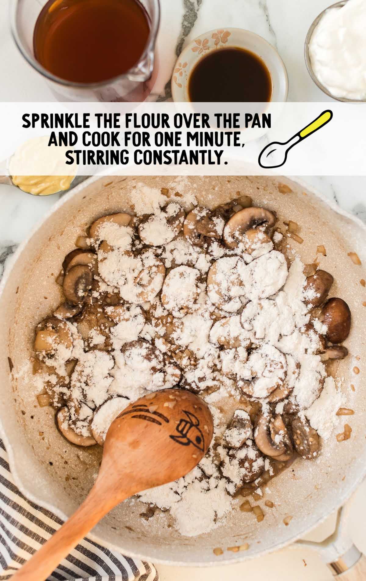 flour added to the pan