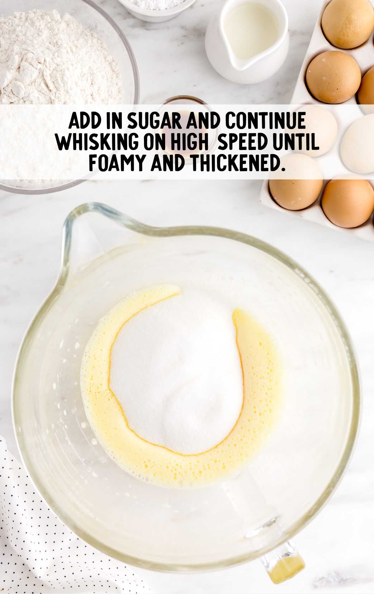 sugar added to the measuring cup of ingredients