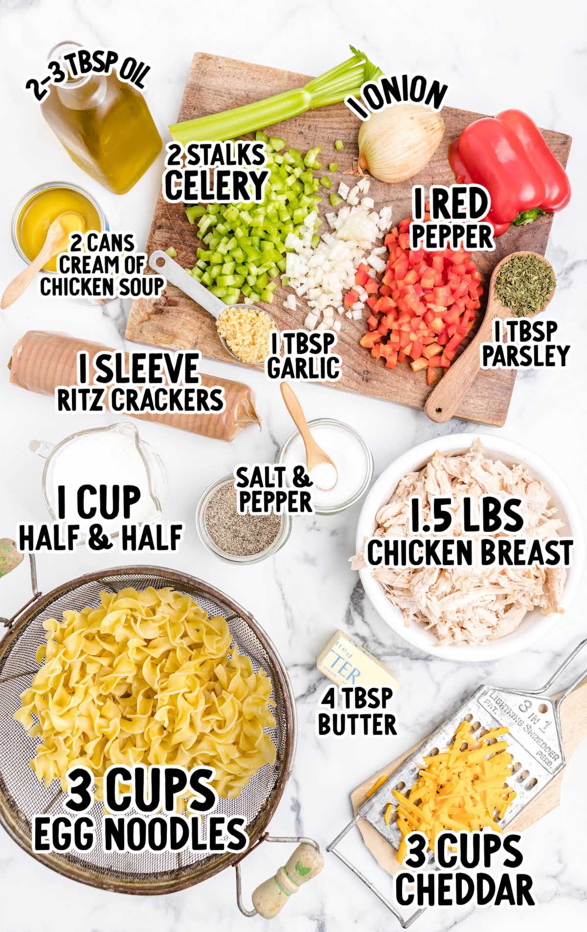 Chicken Casserole raw ingredients that are labeled