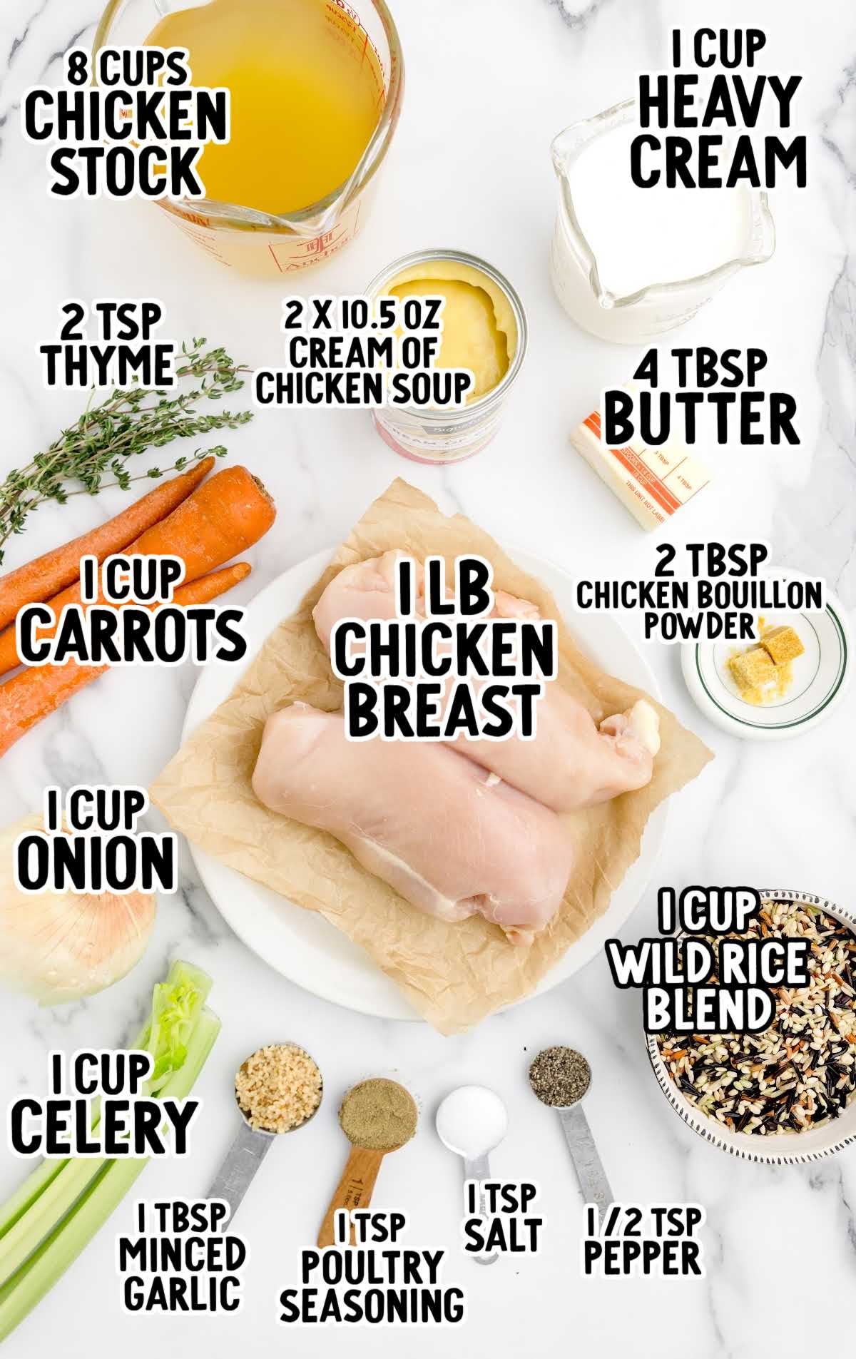 Chicken Wild Rice Soup raw ingredients that are labeled