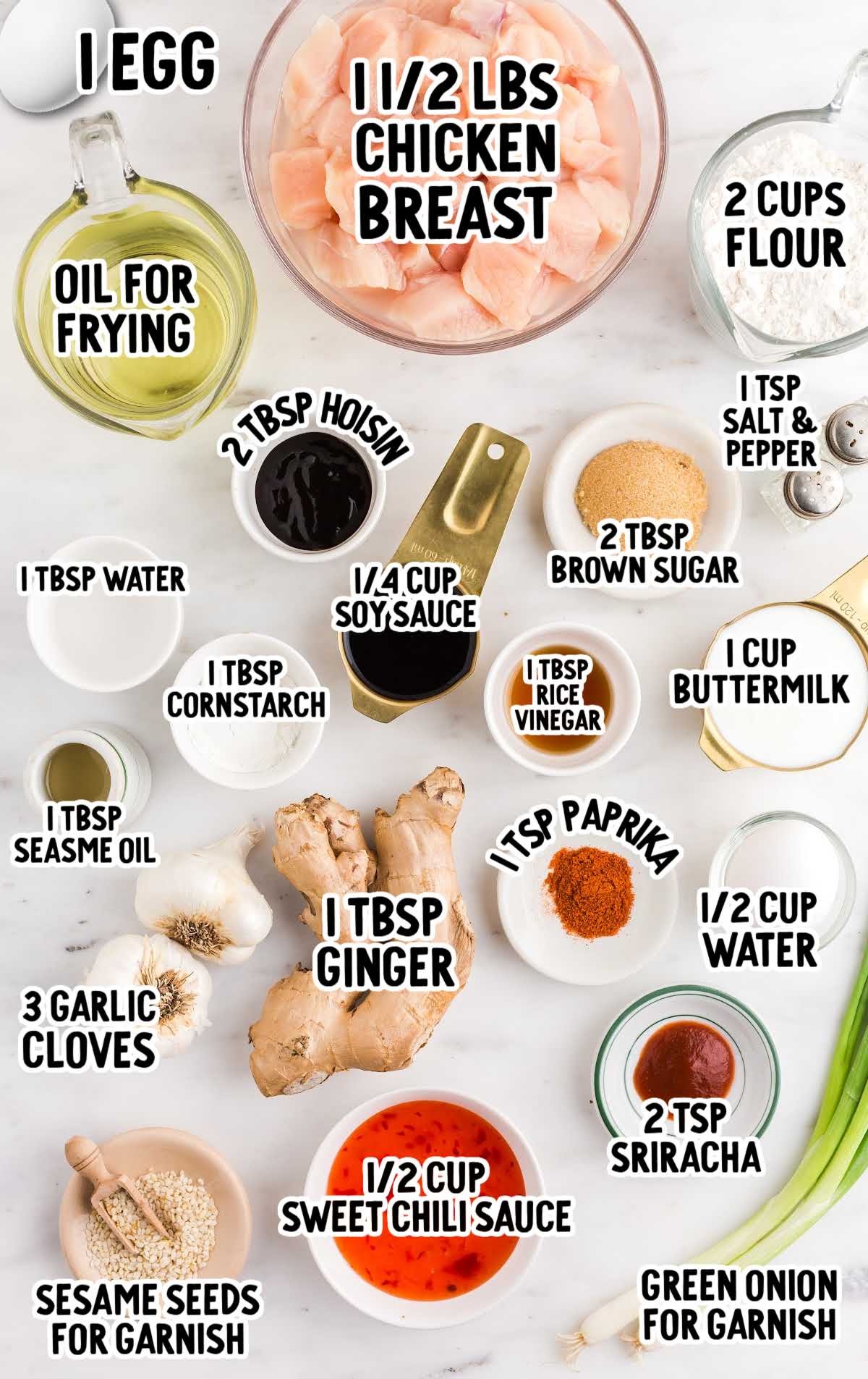 General Tso Chicken raw ingredients that are labeled