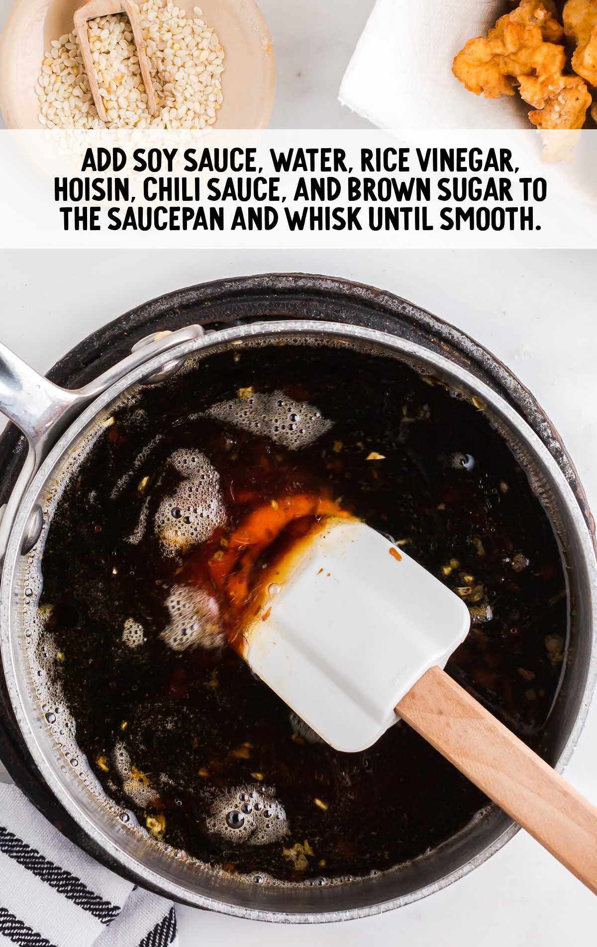 sauce ingredients whisked together in a pot