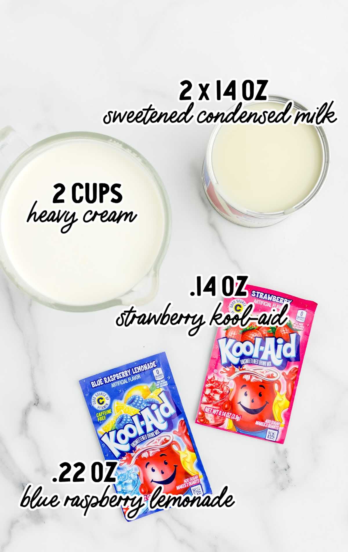 Kool-Aid Ice Cream raw ingredients that are labeled