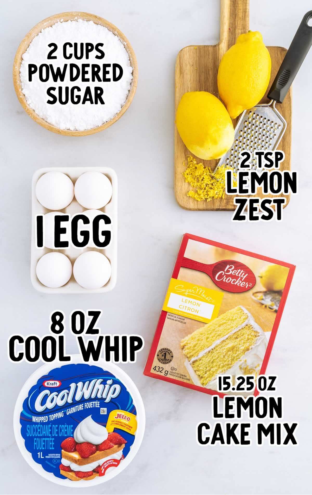 Lemon Cool Whip Cookies raw ingredients that are labeled