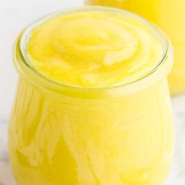 close up shot of a jar of Lemon Curd