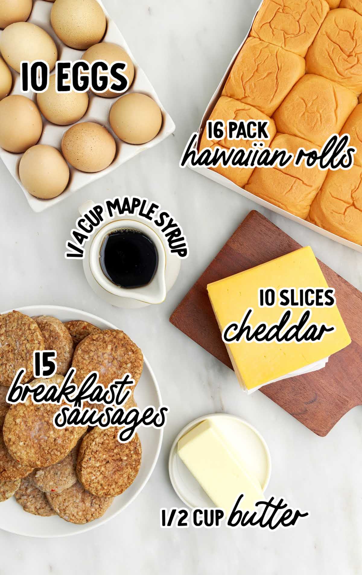 Sausage Egg and Cheese Breakfast Slider raw ingredients that are labeled