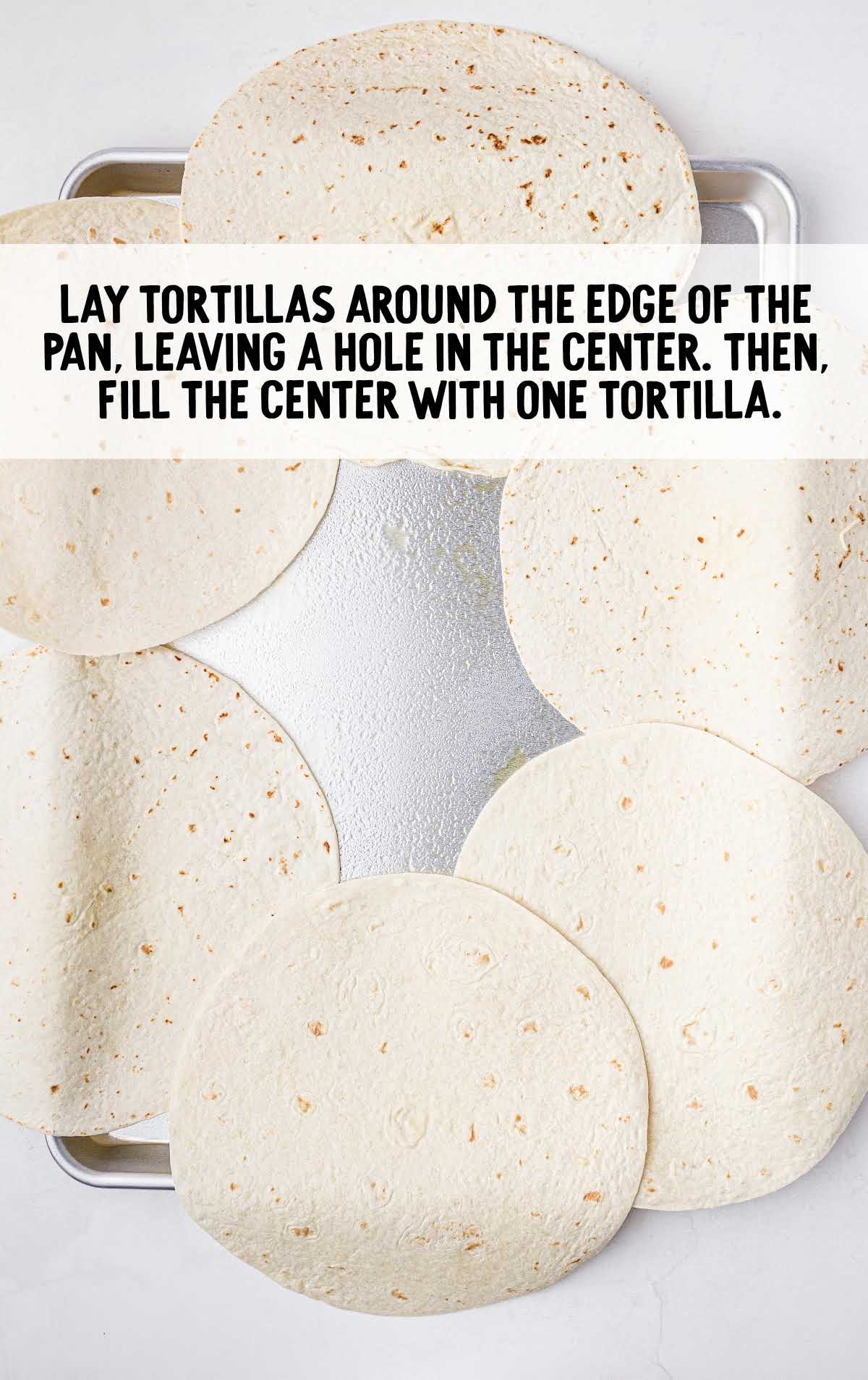 tortillas laid on the edge of a pan