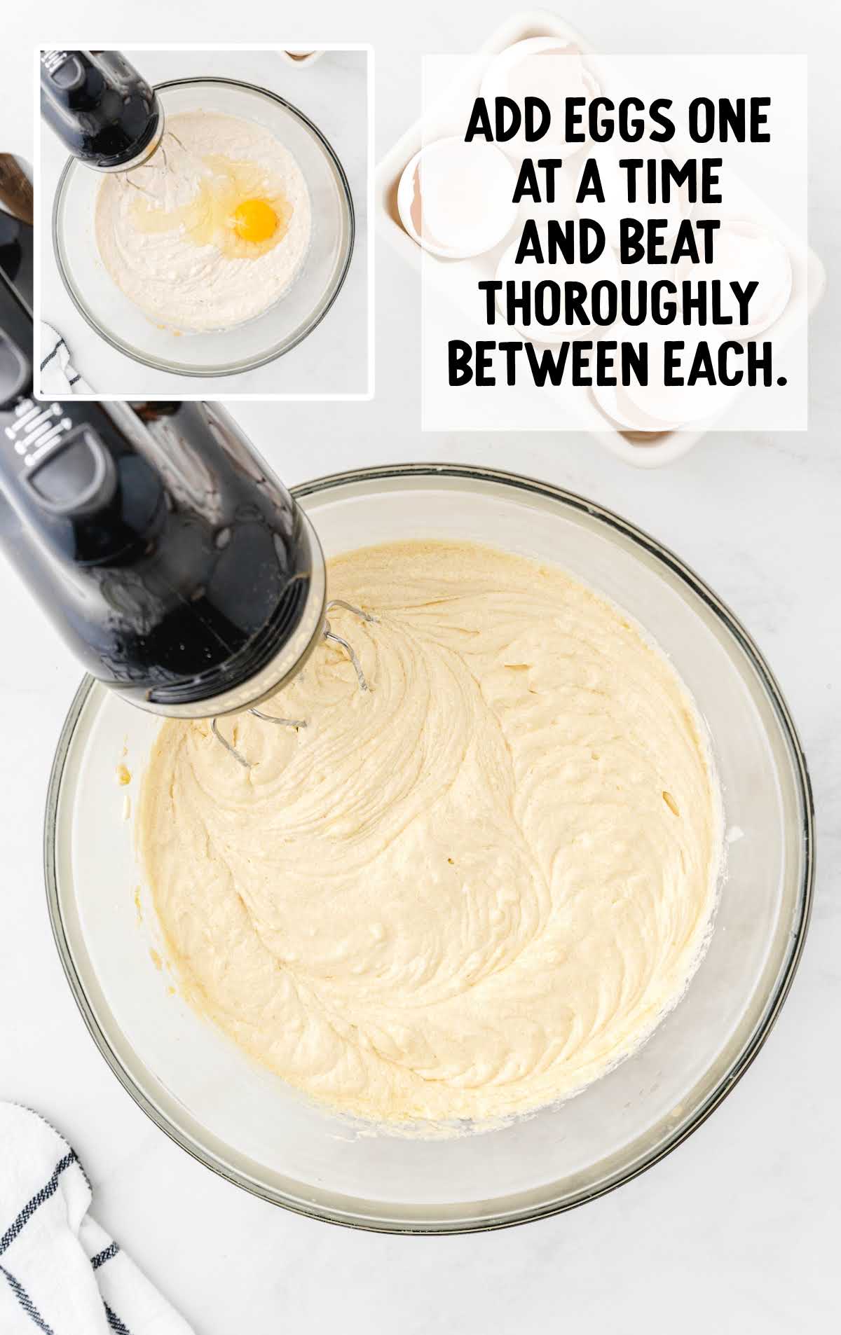 eggs blended into the cupcake batter mixture