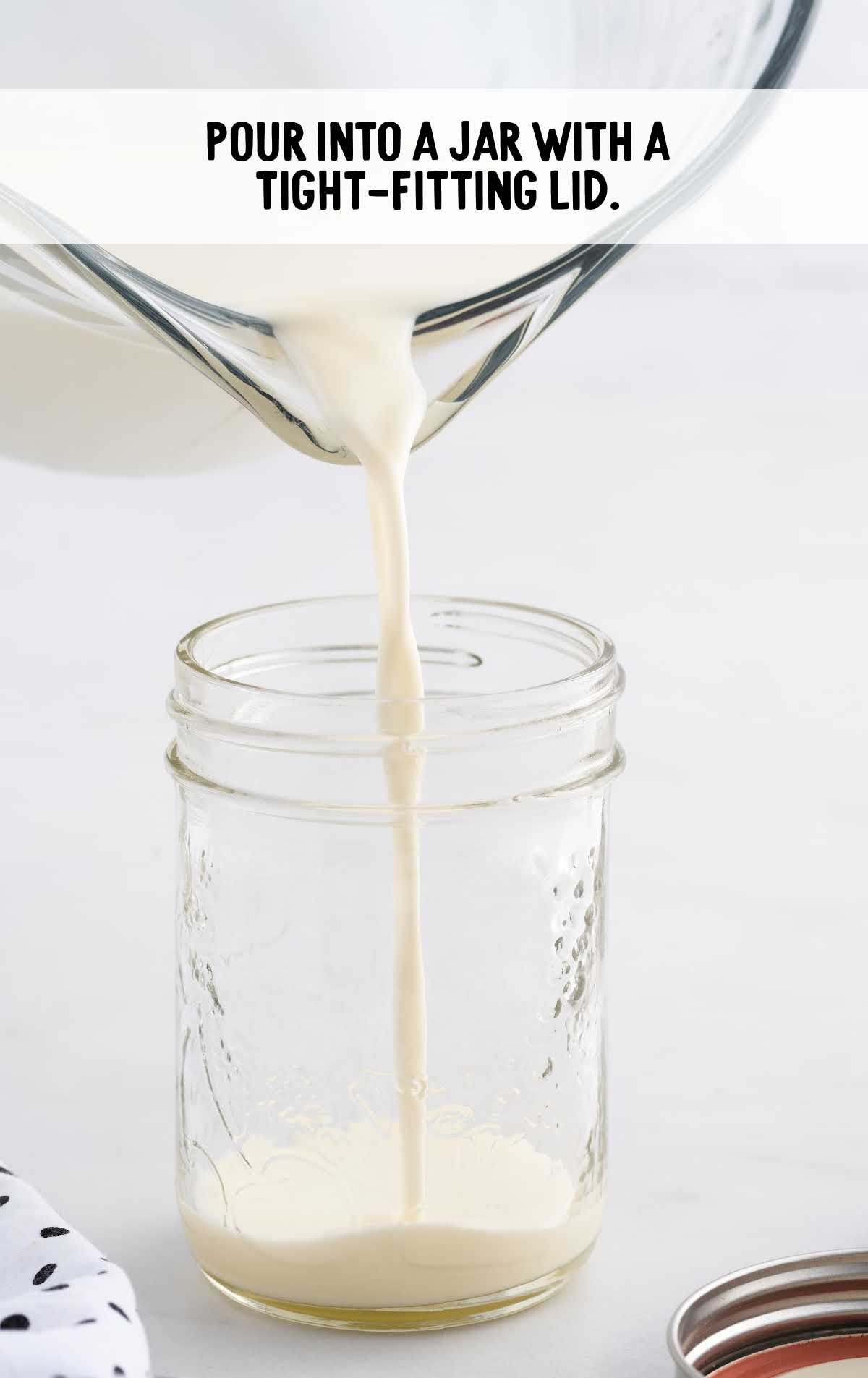 cream poured into a tight fitting jar