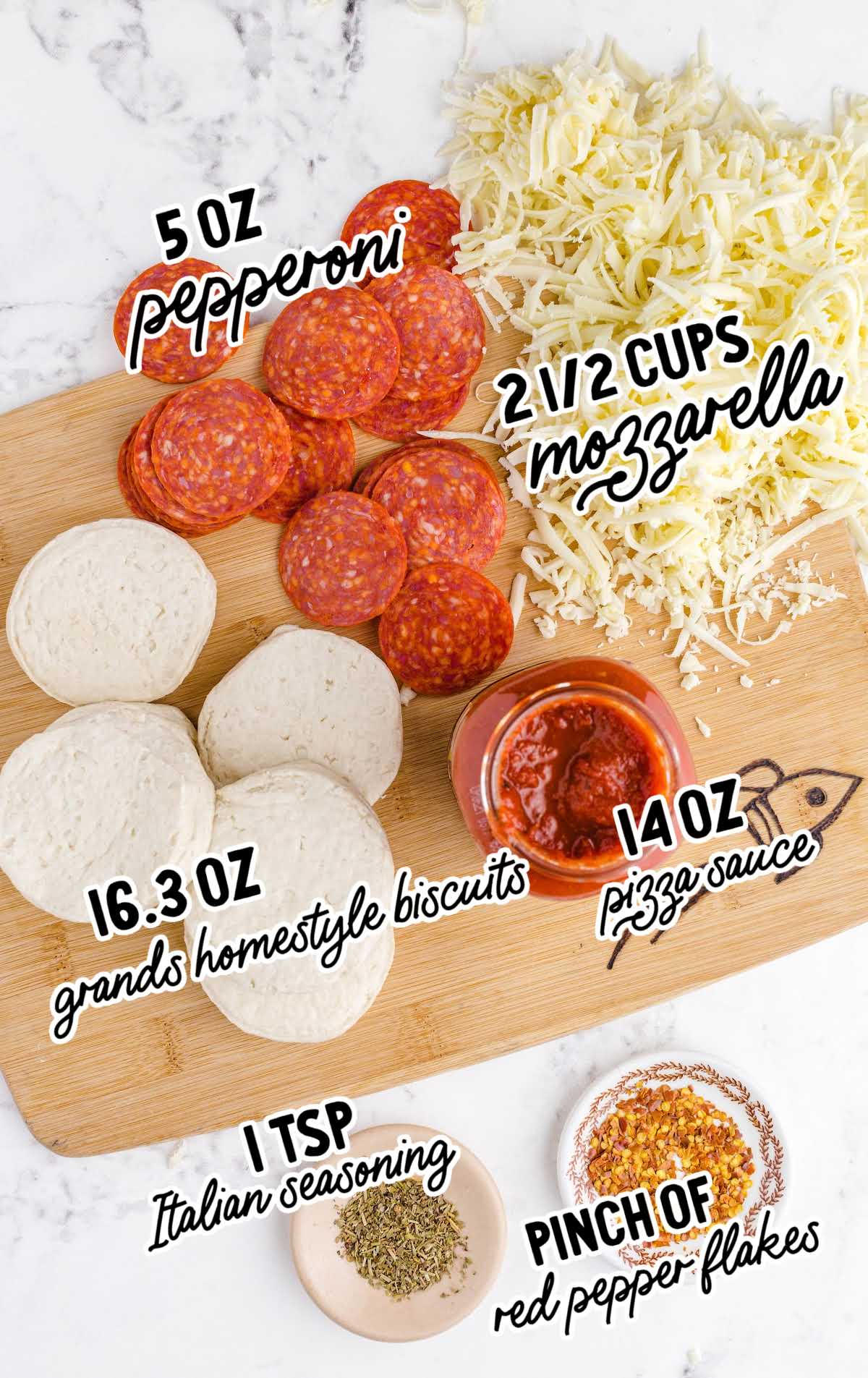Pizza Casserole raw ingredients that are labeled