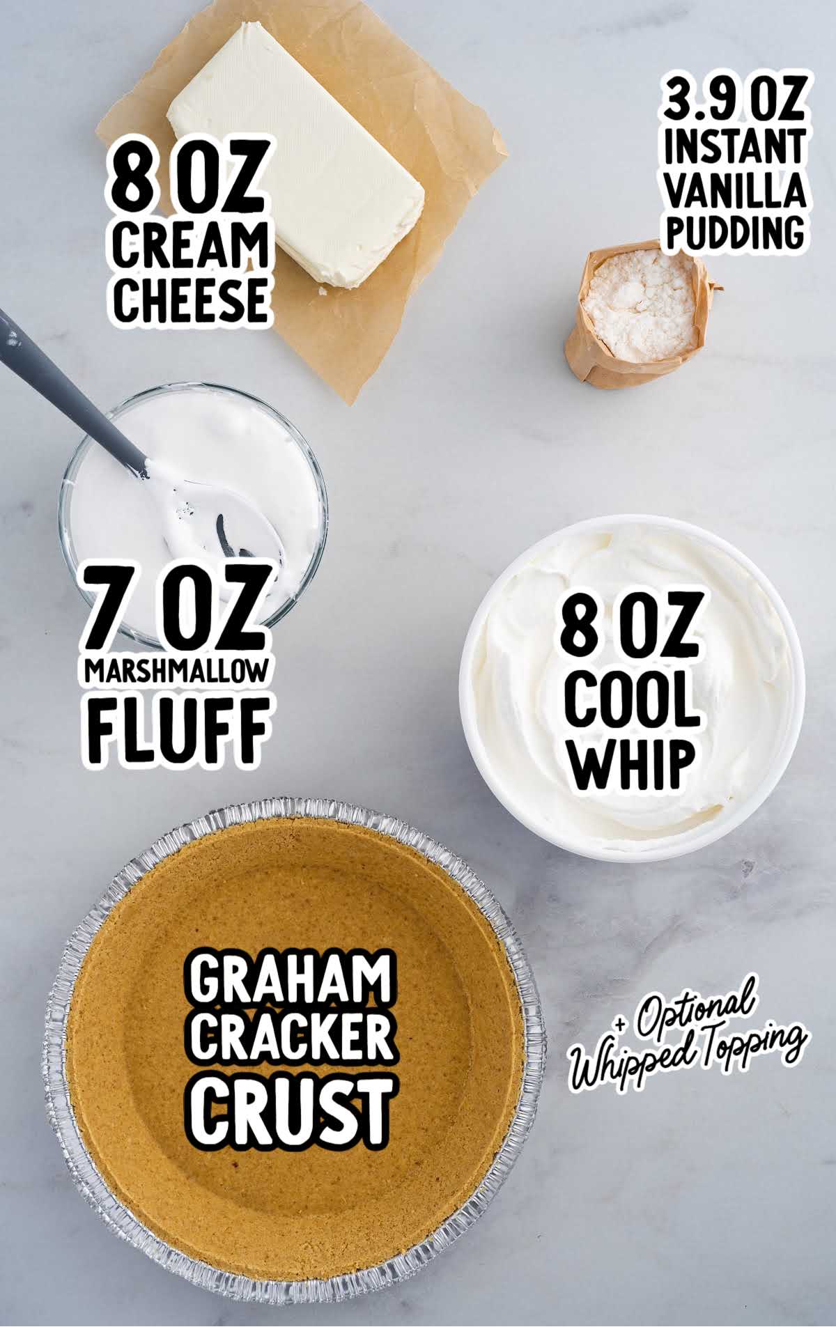 vanilla cool whip pie raw ingredients that are labeled