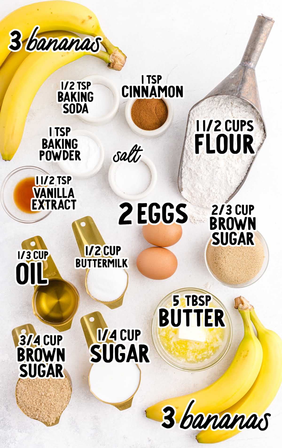 Banana Upside-Down Cake raw ingredients that are labeled