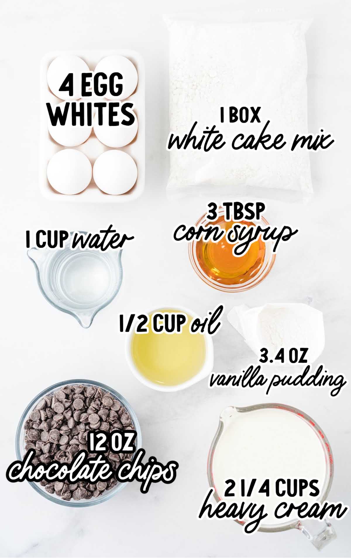 Boston Cream Cupcakes raw ingredients that are labeled