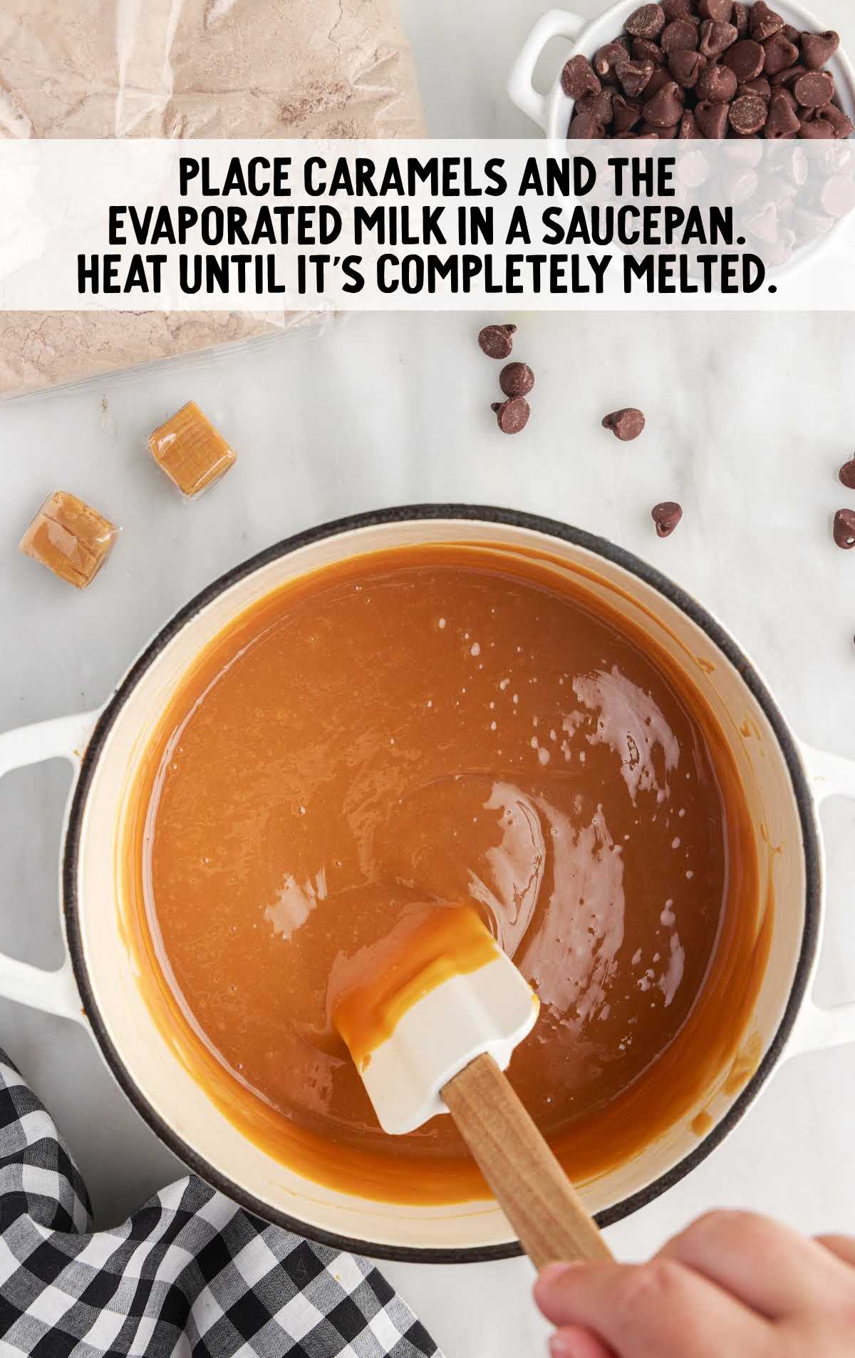 caramel and evaporated milk cooked in a saucepan