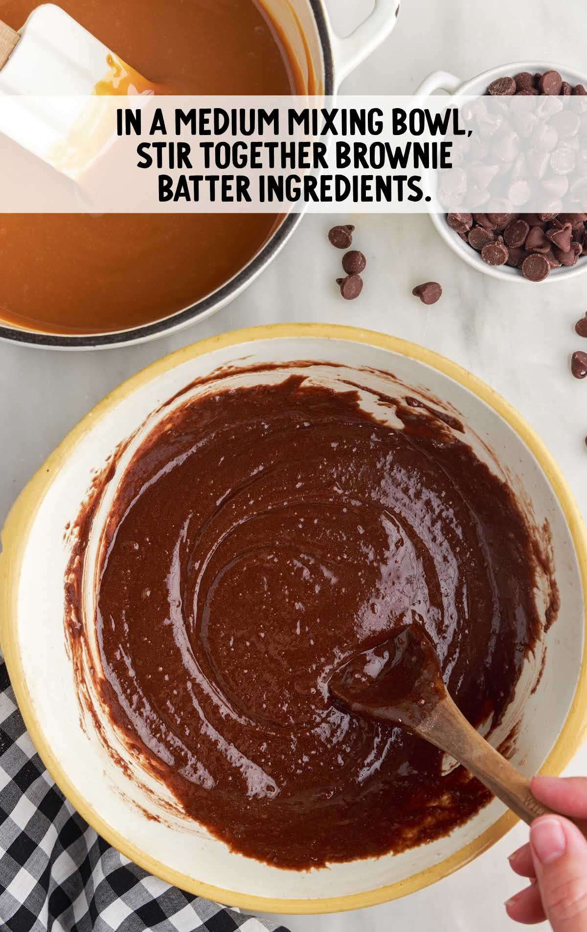 brownie ingredients combined in a bowl