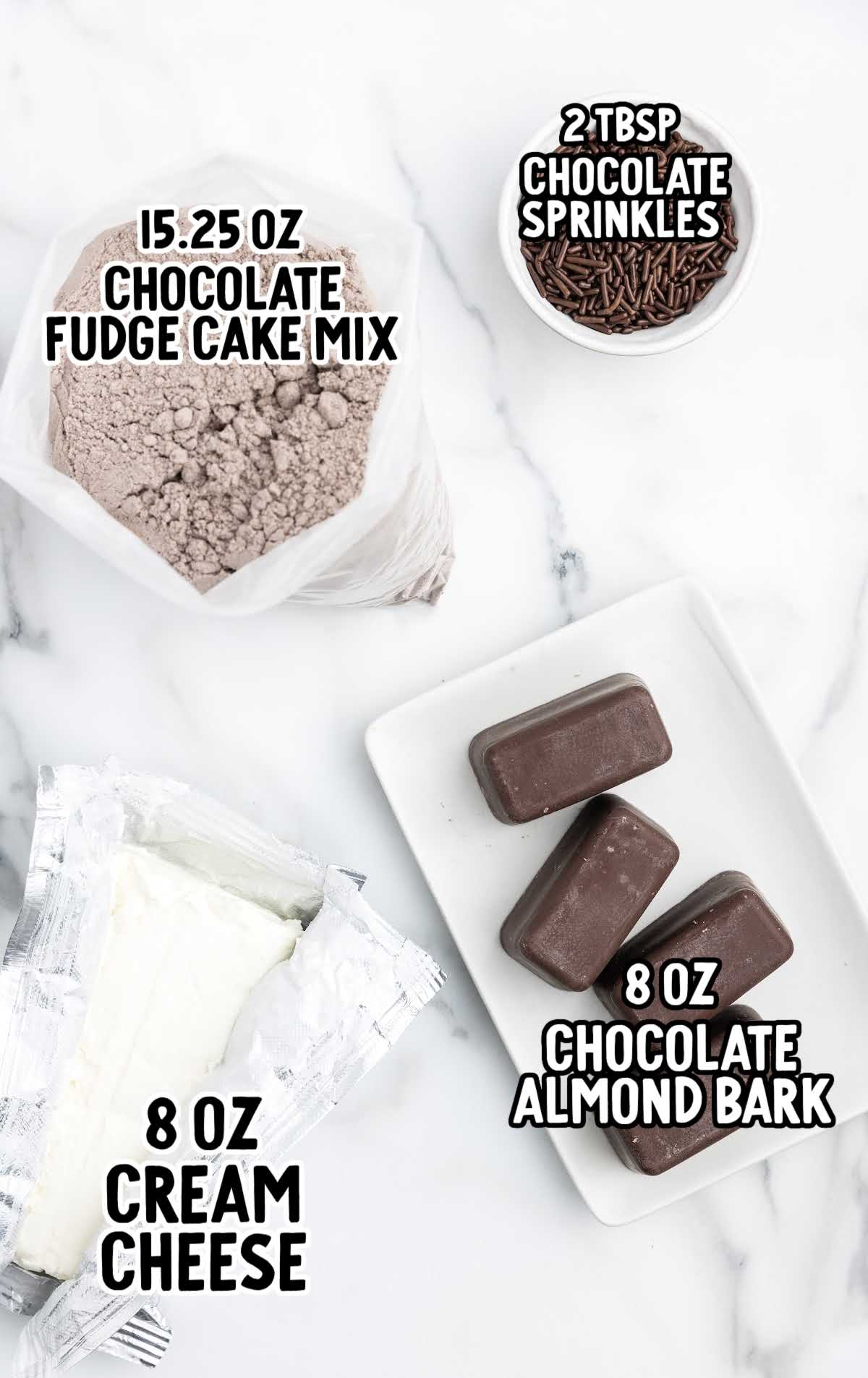 Chocolate Cheesecake Bites raw ingredients that are labeled