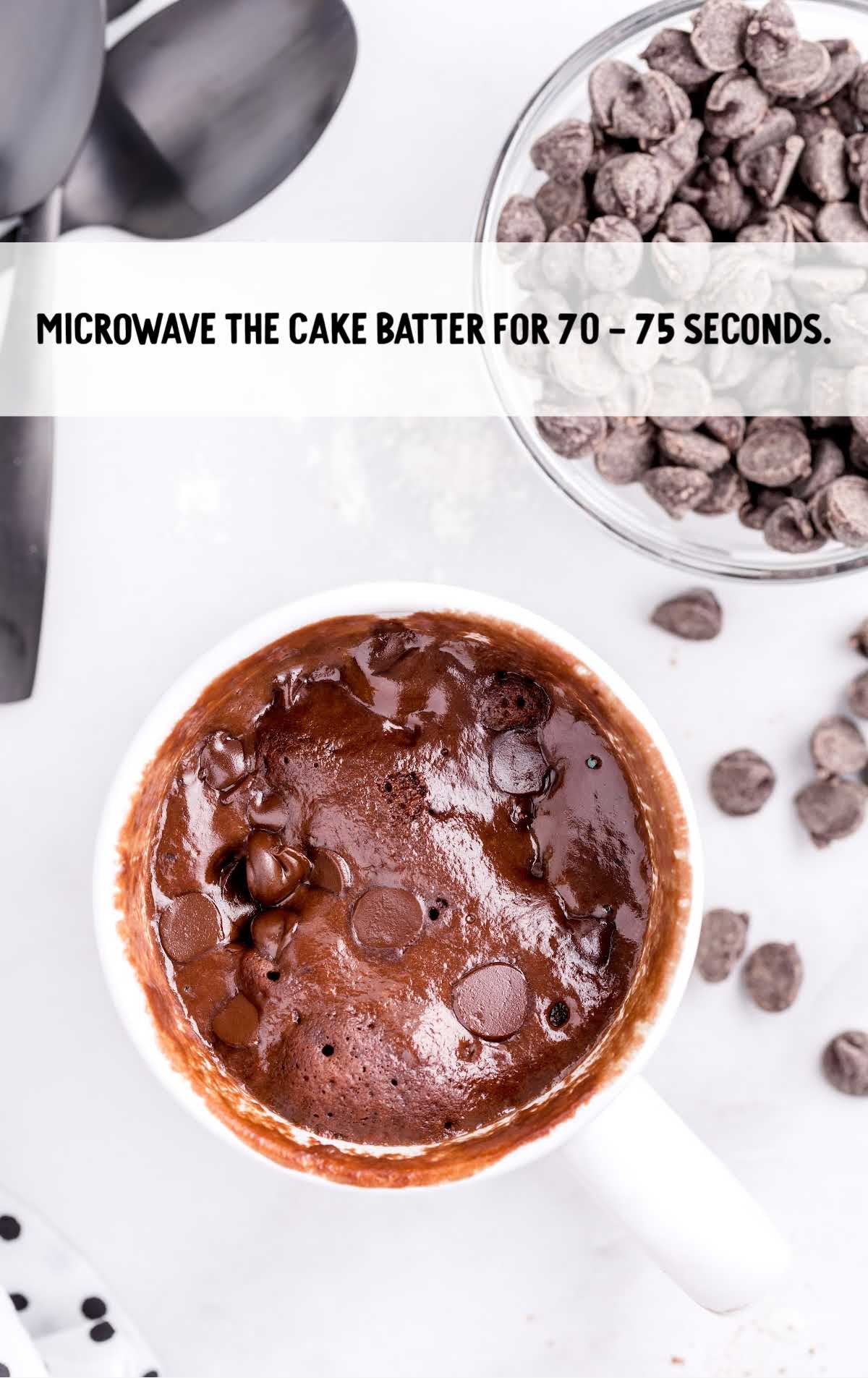 cake batter microwaved in the coffee mug