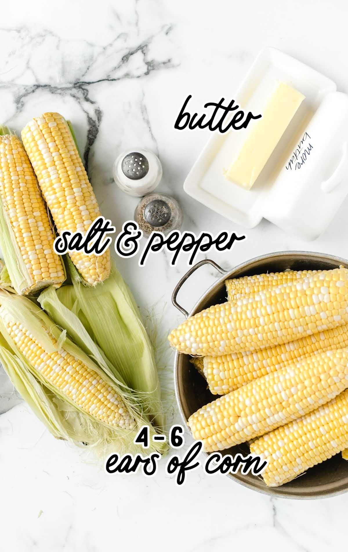 Grilled Corn on the Cob raw ingredients that are labeled
