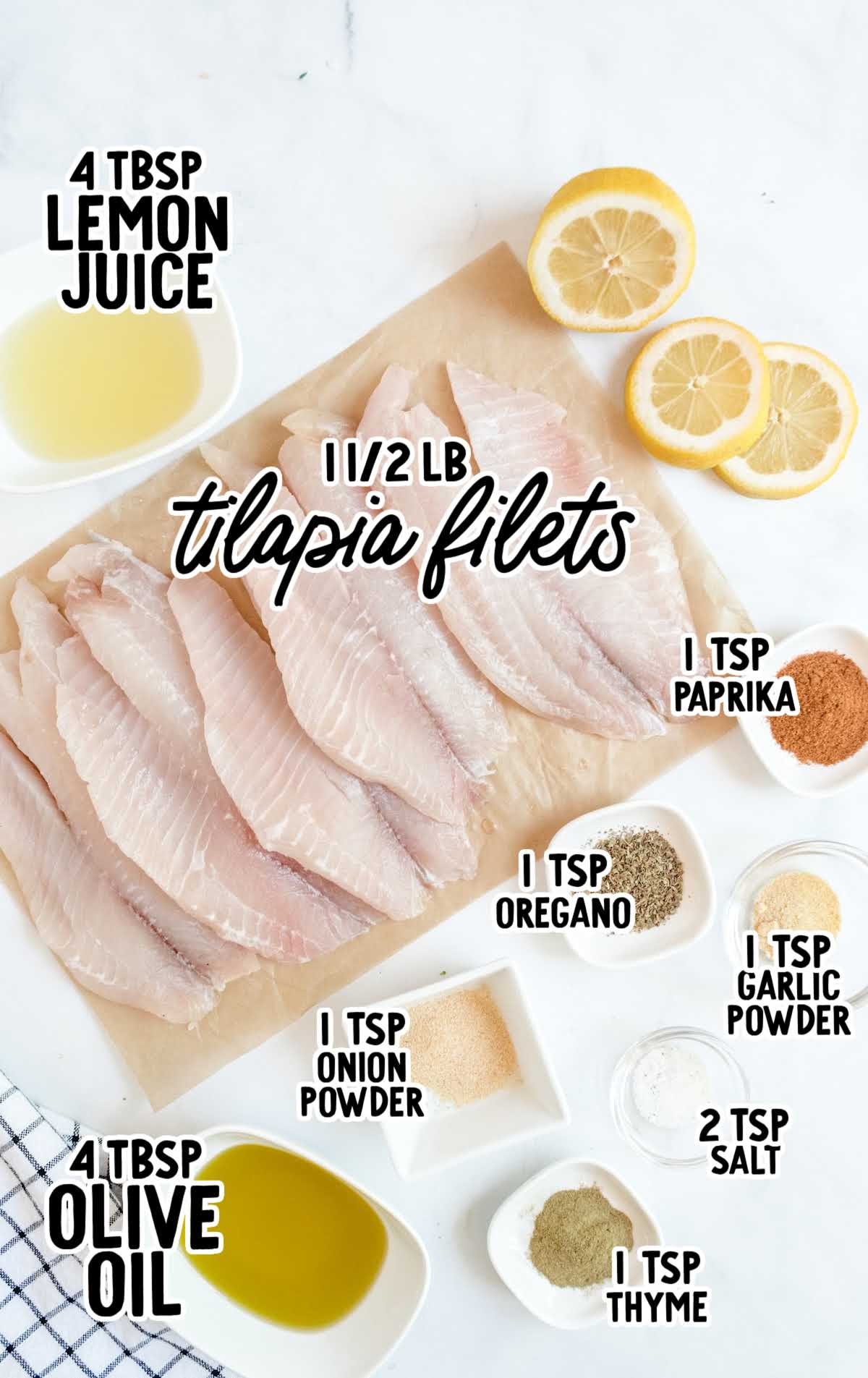 Grilled Tilapia raw ingredients that are labeled