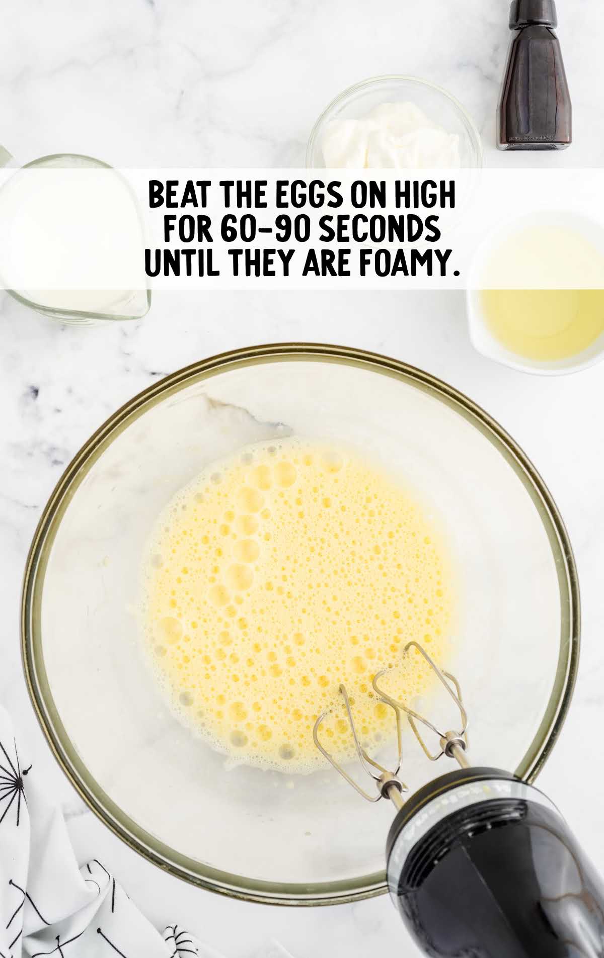 eggs blended in a bowl until foamy