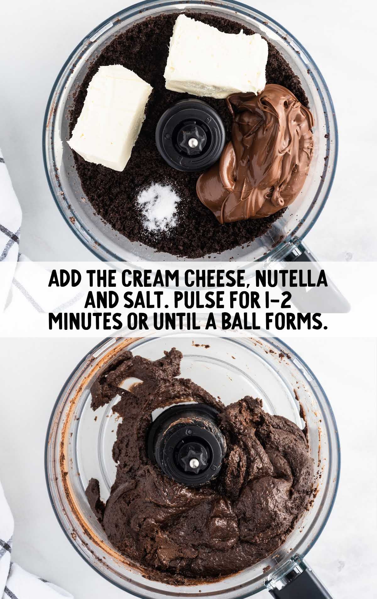 cream cheese, Nutella, and salt pulsed in a blender